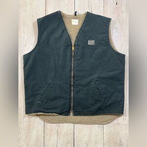 VTG Key Vest Mens Black Work Wear Sherpa Lined Duck Canvas Size XLT